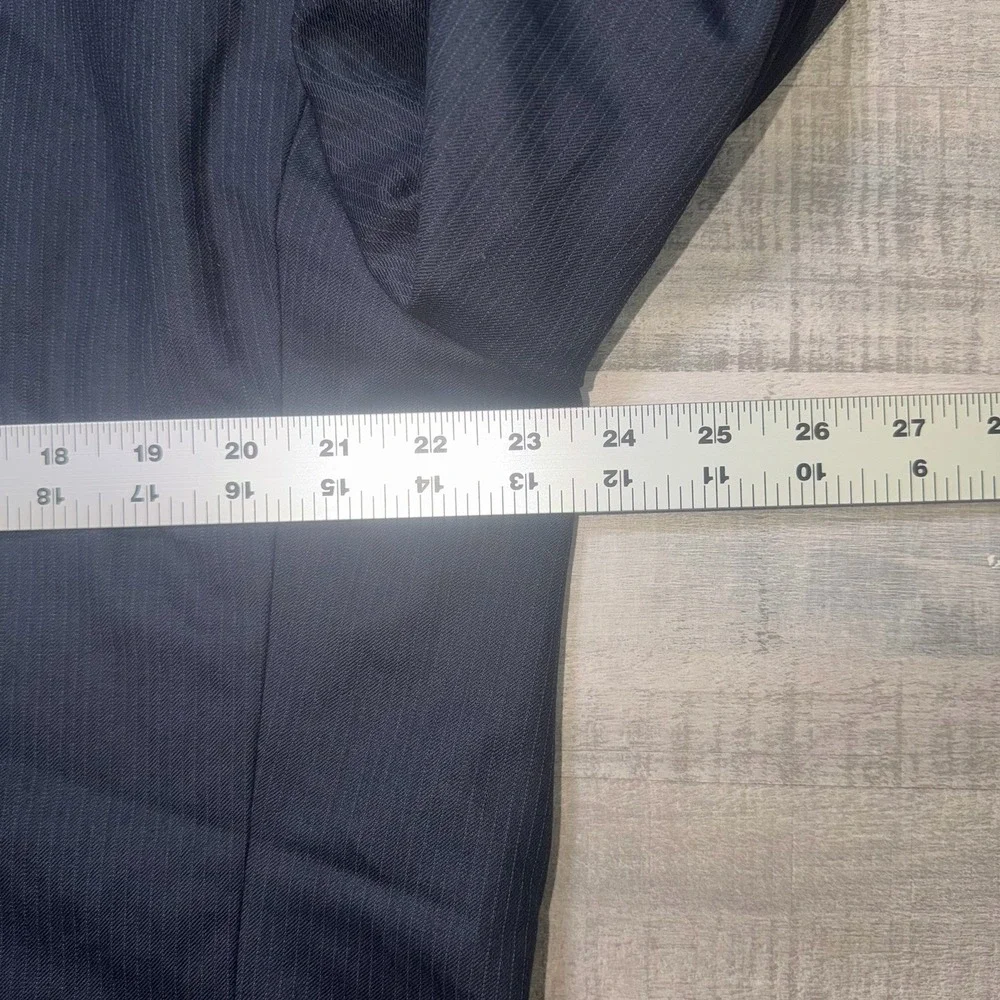 Brooks Brothers 346 Men's Suit 2-piece Wool Sz 46L Pants 38x31 Black Pinstripe